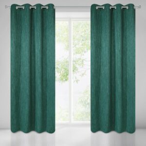Zasłona gotowa na przelotkach 135x250 zielona ciemna z grubszej tkaniny Rossie Eurofirany