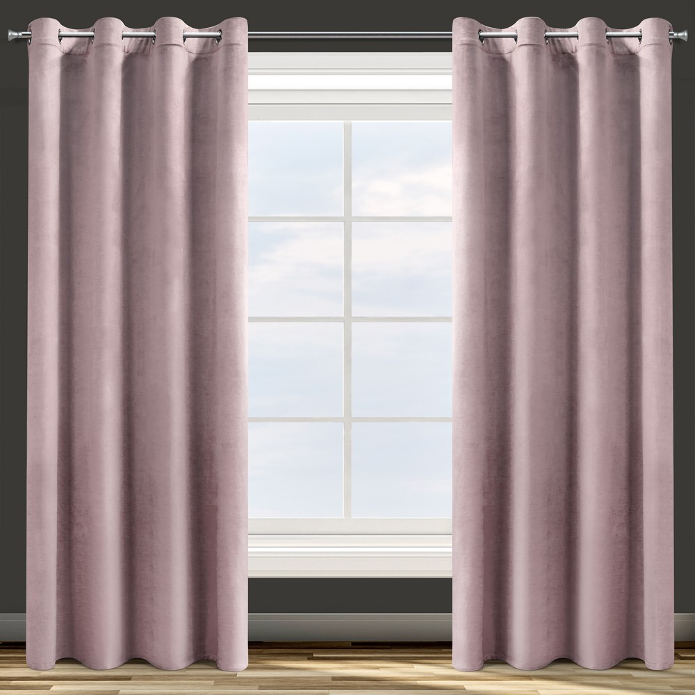 Zasłona gotowa na przelotkach 140x250 pudrowa różowa welurowa Rosa - obrazek 2