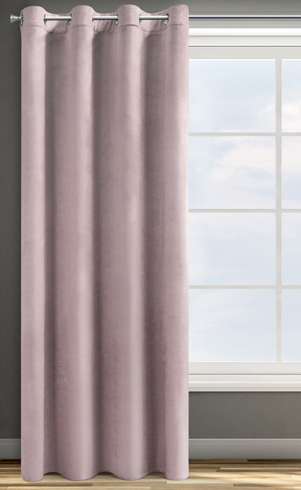 Zasłona gotowa na przelotkach 140x250 pudrowa różowa welurowa Rosa - obrazek 3