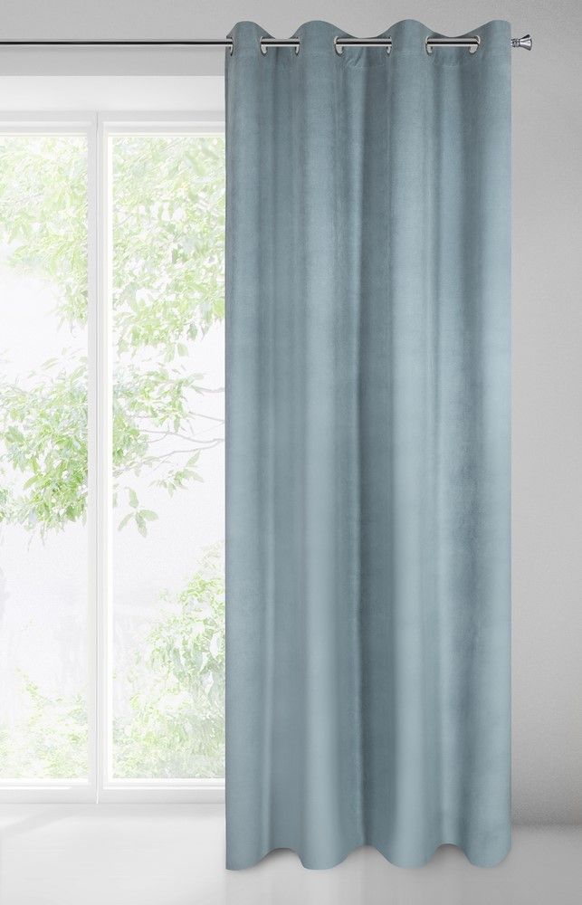 Zasłona gotowa na przelotkach 140x250 turkusowa welurowa Milo Eurofirany - obrazek 2