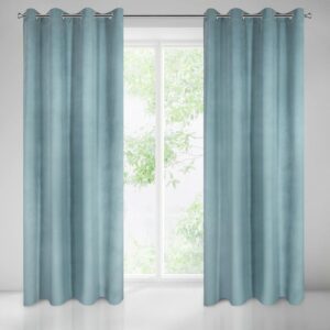 Zasłona gotowa na przelotkach 140x250 turkusowa welurowa Milo Eurofirany