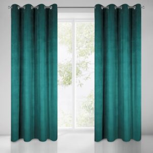 Zasłona gotowa na przelotkach 140x250 zielona ciemna welurowa Milo Eurofirany