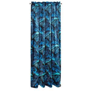 Zasłona gotowa na taśmie 135x270 Liście palmy monstery egzotyczna niebieska turkusowa czarna miętowa Liz Eurofirany