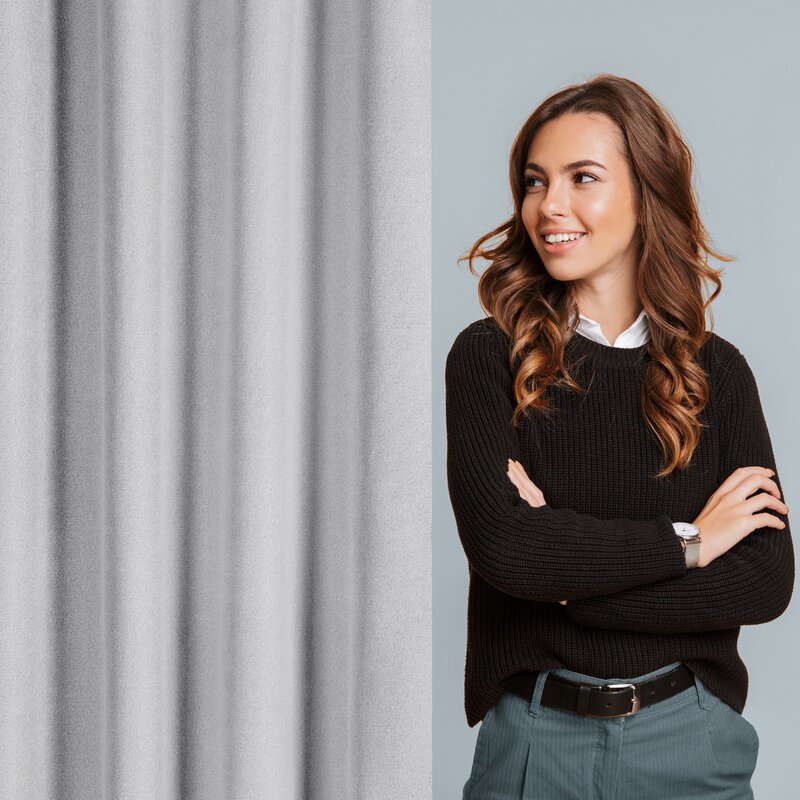 Zasłona gotowa Suzan 135x270 stalowa zaciemniająca na taśmie Eurofirany - obrazek 2