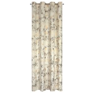 Zasłona 140x250 Tonia kremowa welurowa ze złotym nadrukiem gotowa na przelotkach Eurofirany