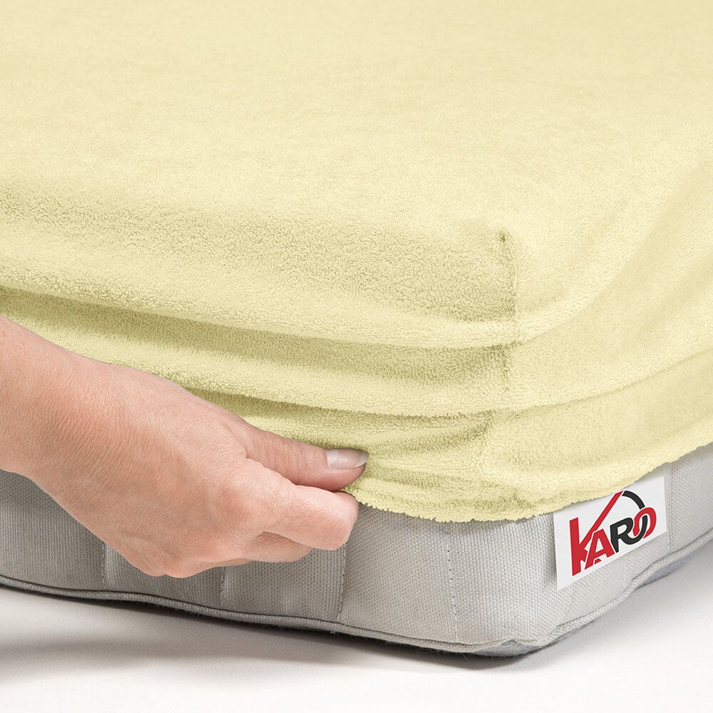 Prześcieradło frotte z gumką 120x200 kremowe 003 grube 200g/m2 KARO - obrazek 2