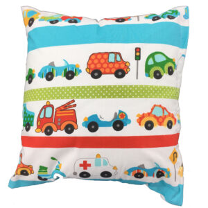 Poszewka bawełniana 50x60 Auta Samochody Pasy Niebieskie obustronna