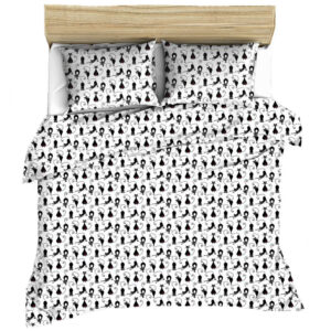 Pościel bawełniana 180x200 998E Koty Kotki czarne
