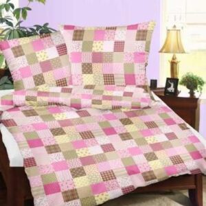 Pościel z kory 140x200 wzór 96/4 Paczłork Różowy na guziki 100% bawełna gruba