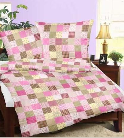 Pościel z kory 140x200 wzór 96/4 Paczłork Różowy na guziki 100% bawełna gruba